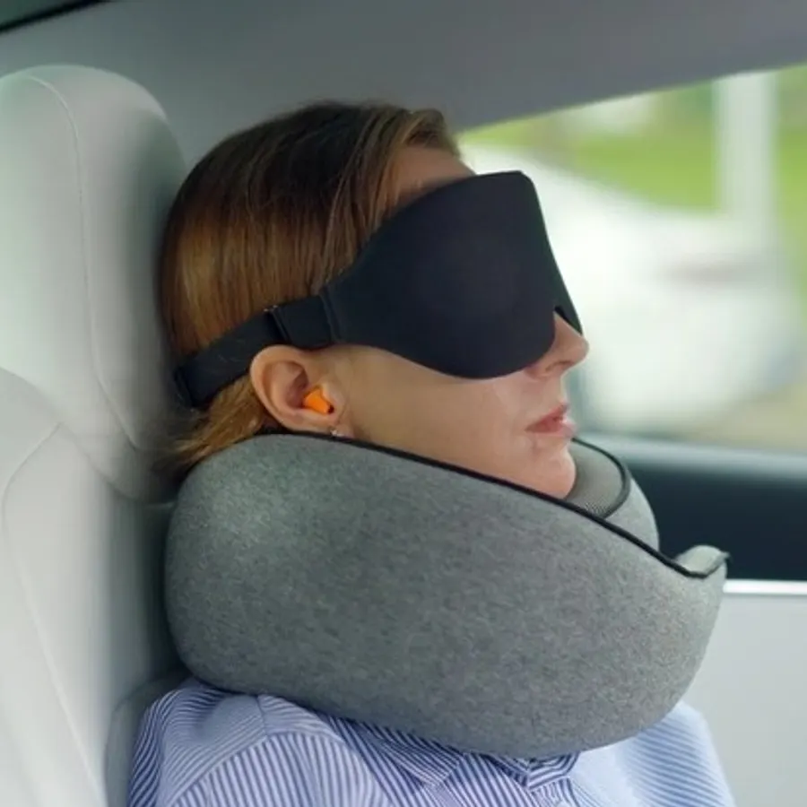 Eye Mask and Earplugs in the Box: Purroch G-shape travel pillow