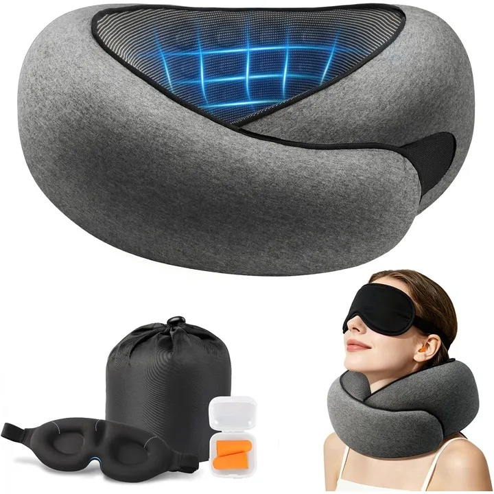 Purroch G-shape memory foam travel neck pillow in Grey